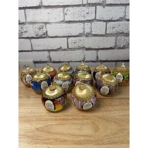 Twelve Days Of Christmas Ball Ornaments Set Of 12 Satin Vintage Rauch Industries
